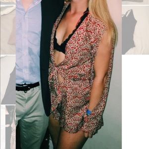 Red patterned romper